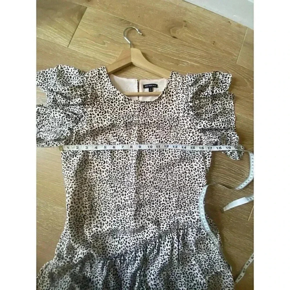 Who What Wear Ruffle Tiered Leopard Print Midi Dress Cheetah Size S Small 90s - Picture 9 of 10